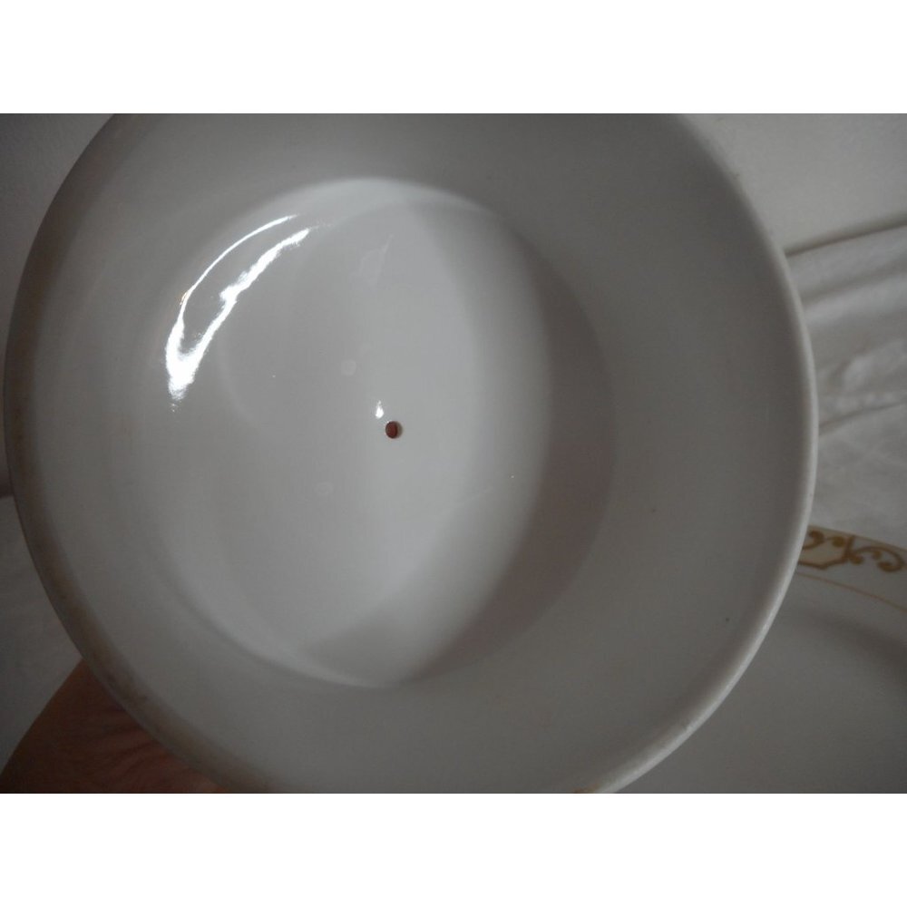 Hand Painted Nippon Gold Round Covered Cheese Dish Butter Keeper Moriage - Picture 4 of 9